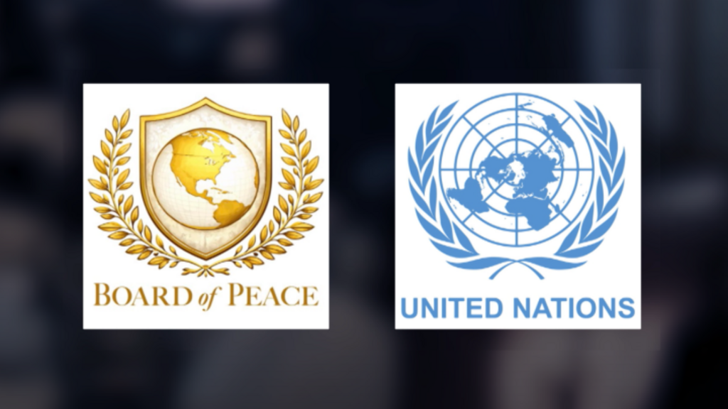 La "Junta de Paz" y la ONU. Logos.