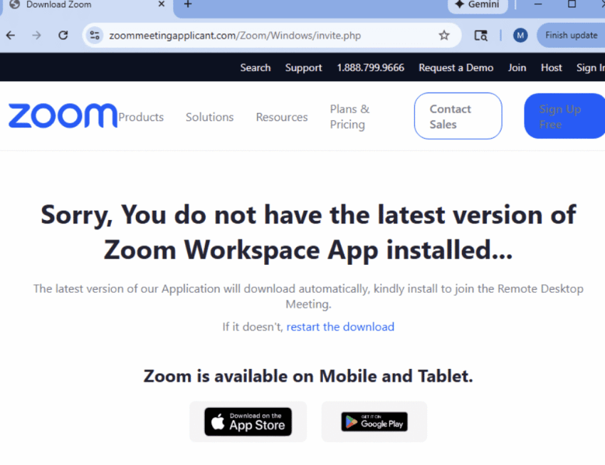 Ejemplo de phising en Zoom.
