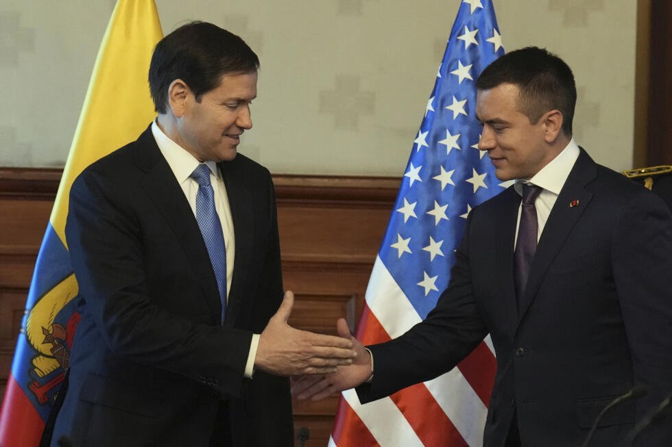 El secretario de Estado estadounidense Marco Rubio y el presidente ecuatoriano Daniel Noboa en Quito, Ecuador, el 4 de septiembre de 2025