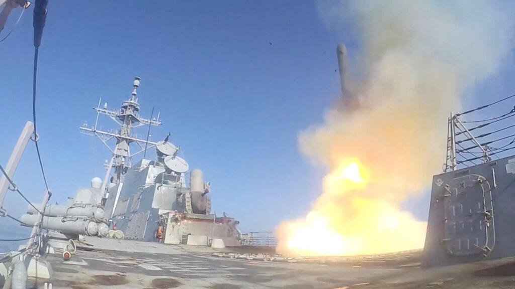 A US missile destroyer fires a Tomahawk Land Attack Missile during operations in support of the Operation Epic Fury attack on Iran, from from an unidentified location, released March 9, 2026