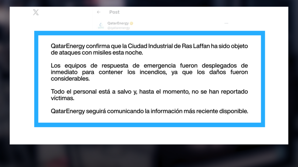 Comunicado de QatarEnergy por el ataque de Irán a instalaciones energéticas.