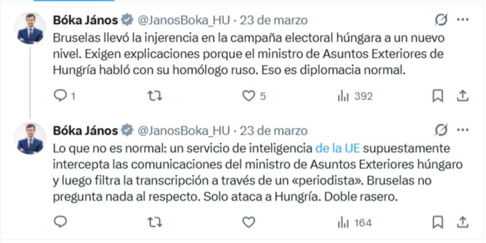 El ministro de Asuntos Europeos de Hungría acusa a Europa de implementar una operación de injerencia en la campaña electoral en Hungría.